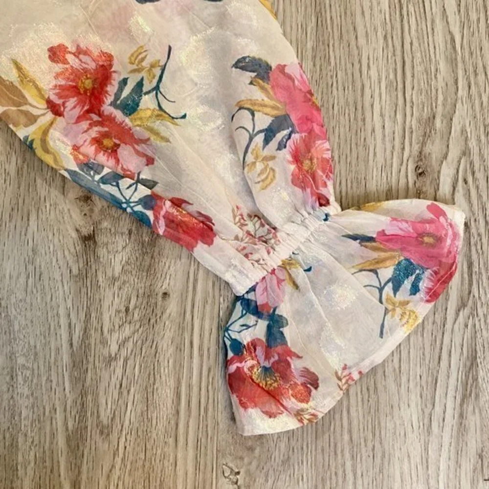 Loft Floral Ruffle Blouse Size XS Petite